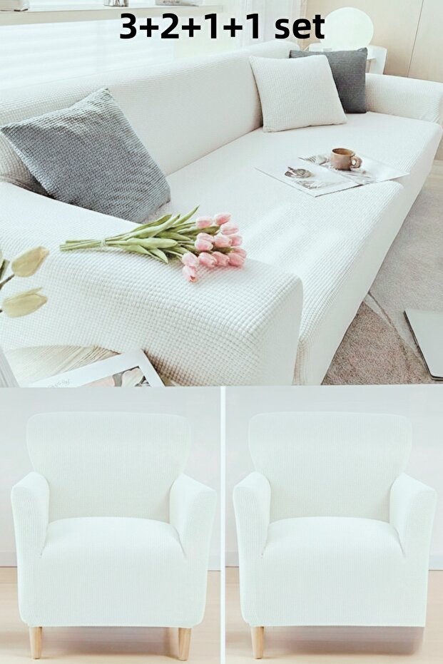 طقم أغطية أريكة ليكرا بيتيكاري بنمط 3+2+1+1، غطاء أريكة، غطاء سرير قابل للطي، مرن، مطاطي، غطاء كرسي