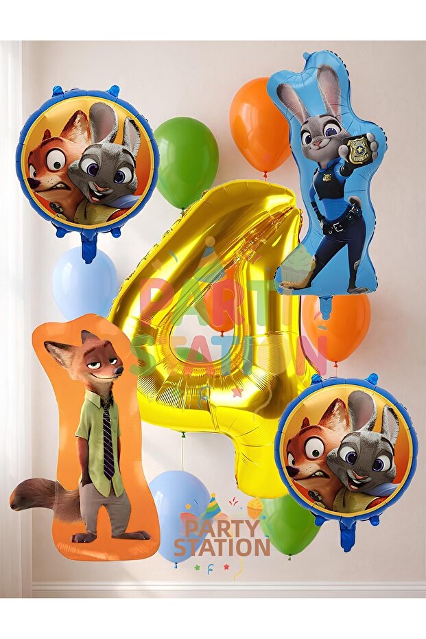 Zootopia Balloon Set 4 Year Old Birthday Set 14 Pieces
