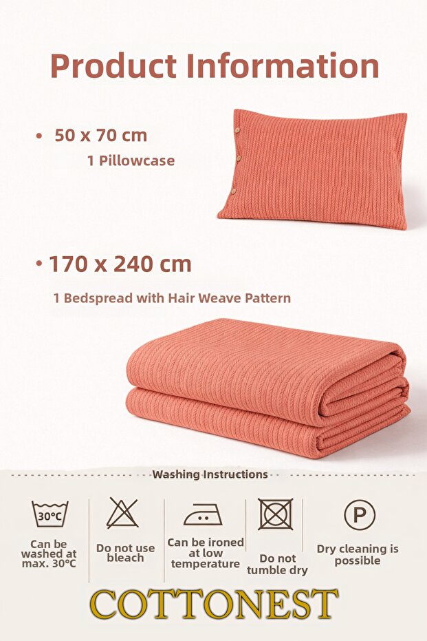 Single Tile Bedspread Set with 1 Pillowcase - 3