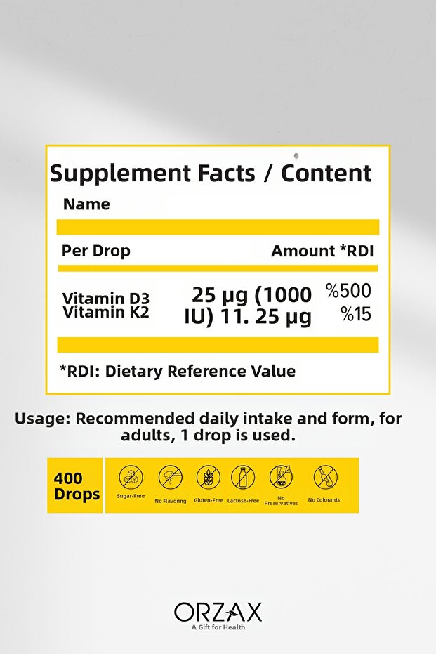 Orzax D3K2 20ml Drops - 3