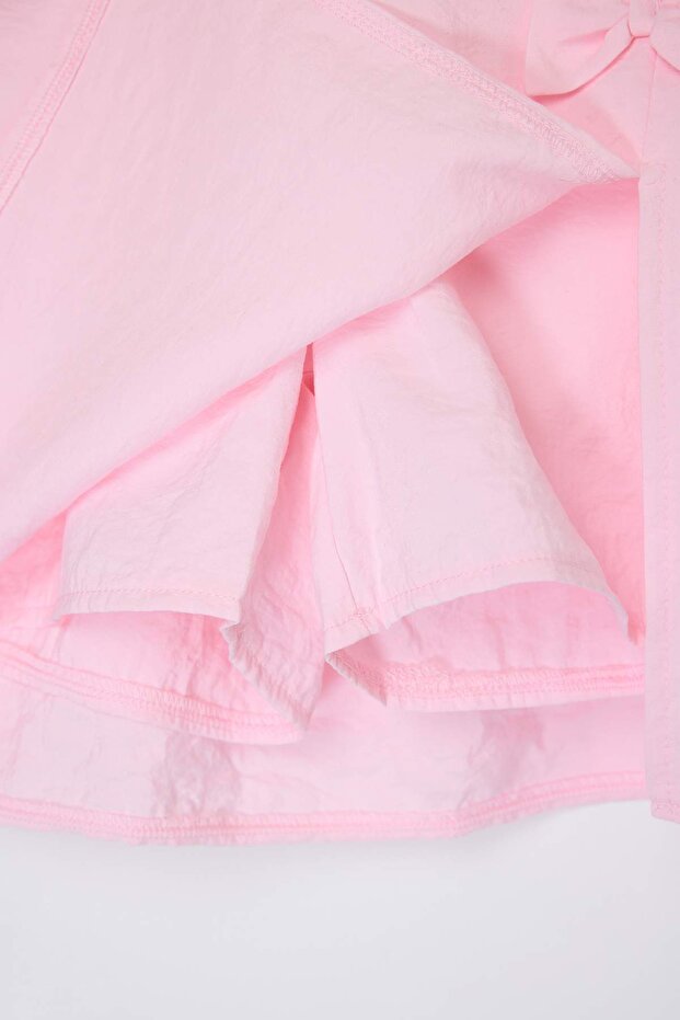 Pembe Fiyonk Detaylı Kız Çocuk Kısa / Mini Düz Dokuma Şort Etek TKDSS26ET00001 - 5