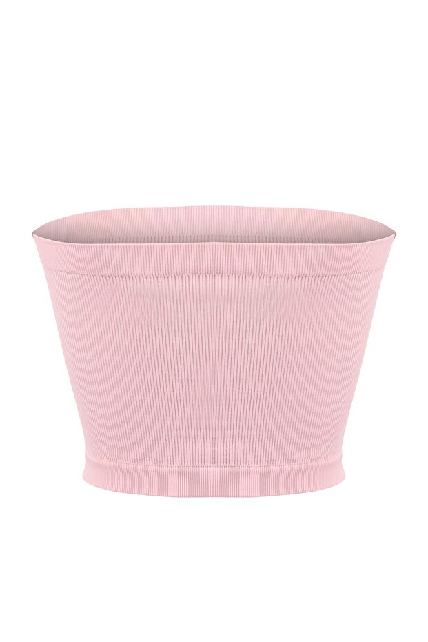 Bordo-Pembe 2'li Paket Seamless/Dikişsiz Fitilli Straplez Örme Spor Sütyeni TWOSS21SS0061 - 10