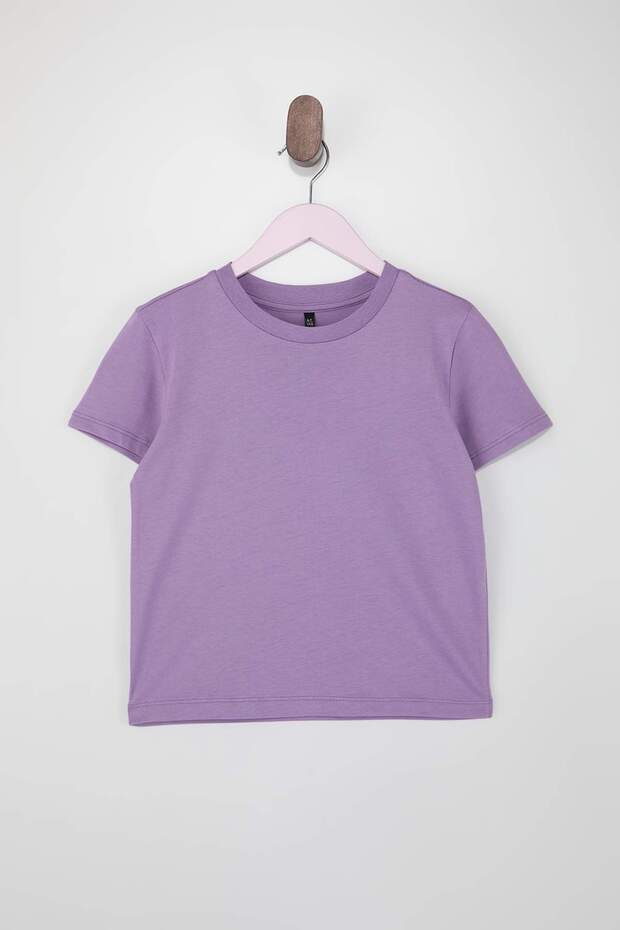 Pembe-Mavi-Lila 3'lü Düz Örme T-Shirt TKDSS25TS00023 - 4