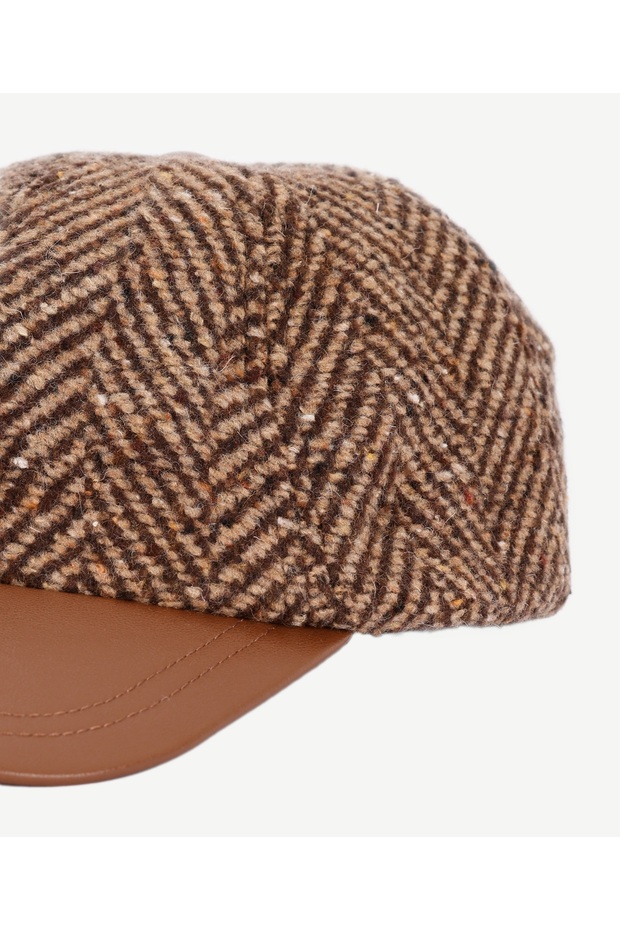 قبعة صوفية منقوشة بنمط عظم السمك - 2