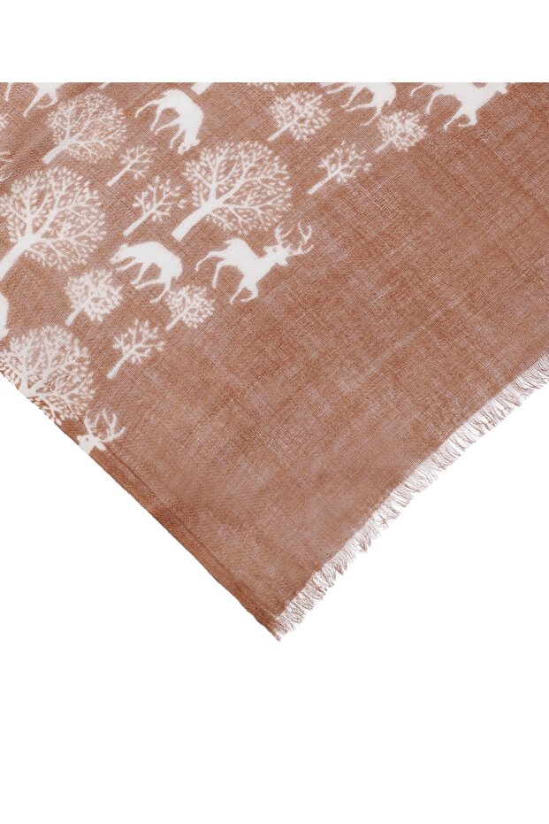 شال صوف منقوش على شكل غزال - 2