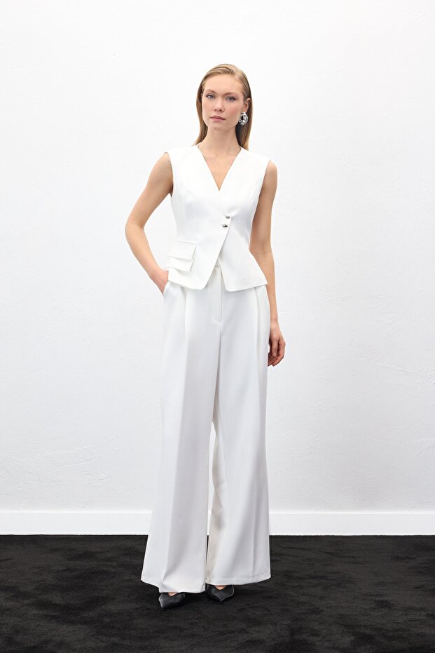 Sofia Palazzo Pants - Ecru - 1