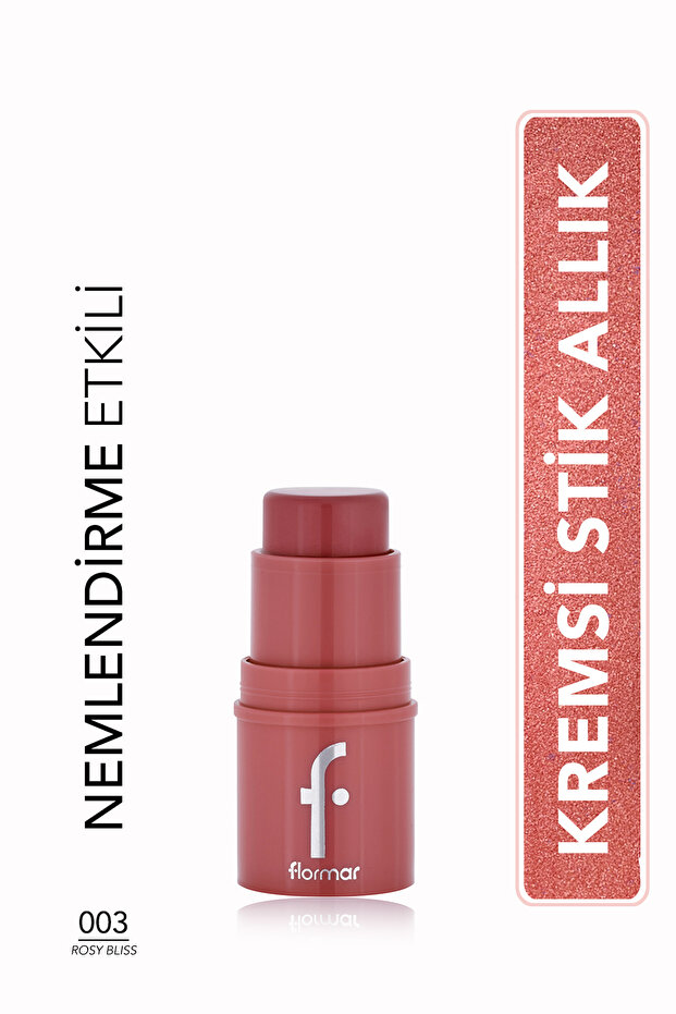 Flormar To Go Işıltılı & Doğal Bitişli Yoğunluğu Ayarlanabilir Kremsi Stick Allık 003 Rosy Bliss