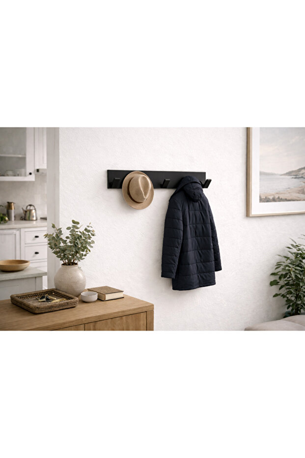 Modern Siyah 5'li Duvar Askılığı - 4