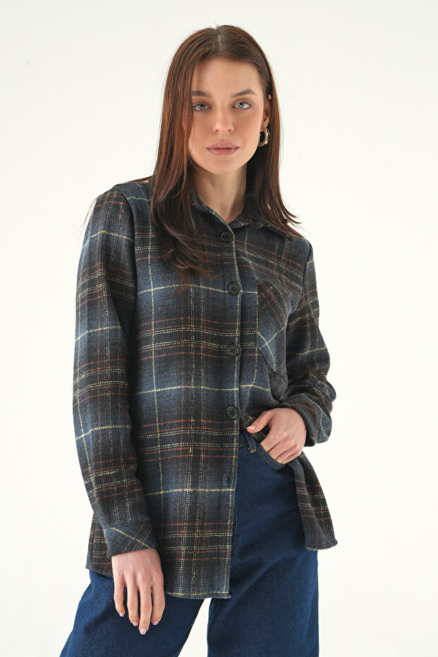 3127A قميص بأزرار أمامية لون كحلي - 1