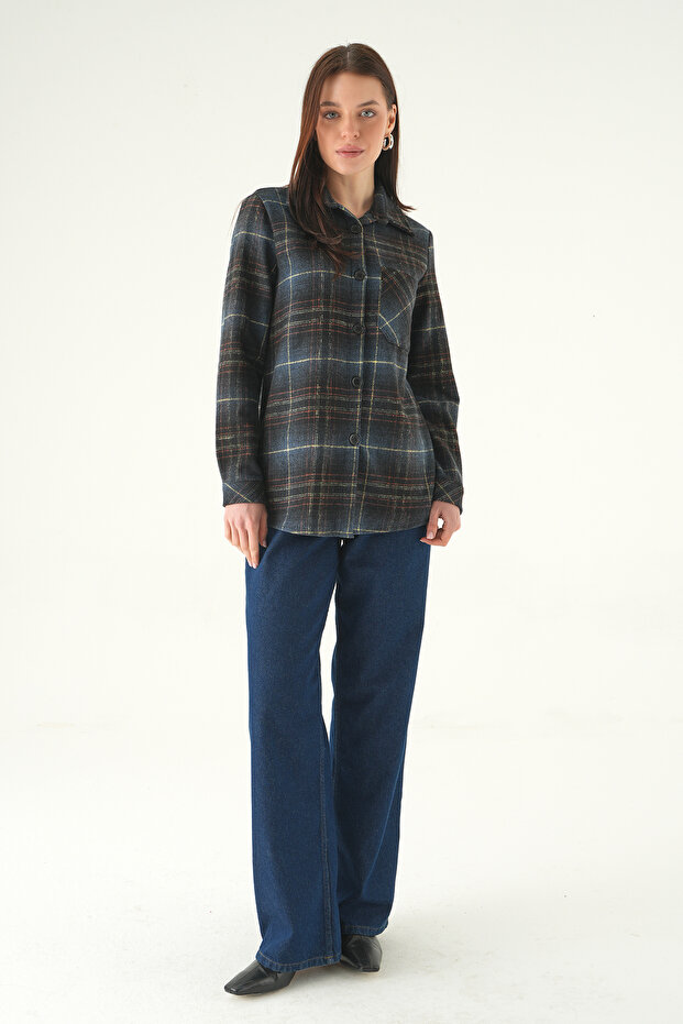 3127A قميص بأزرار أمامية لون كحلي - 3