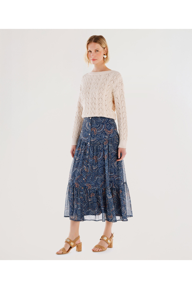 تنورة ميدي بأزرار أمامية - 2