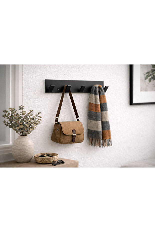 Modern Siyah 5'li Duvar Askılığı - 5