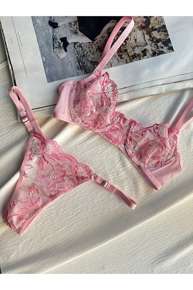 Adele Pink Bralet Takımı - 8