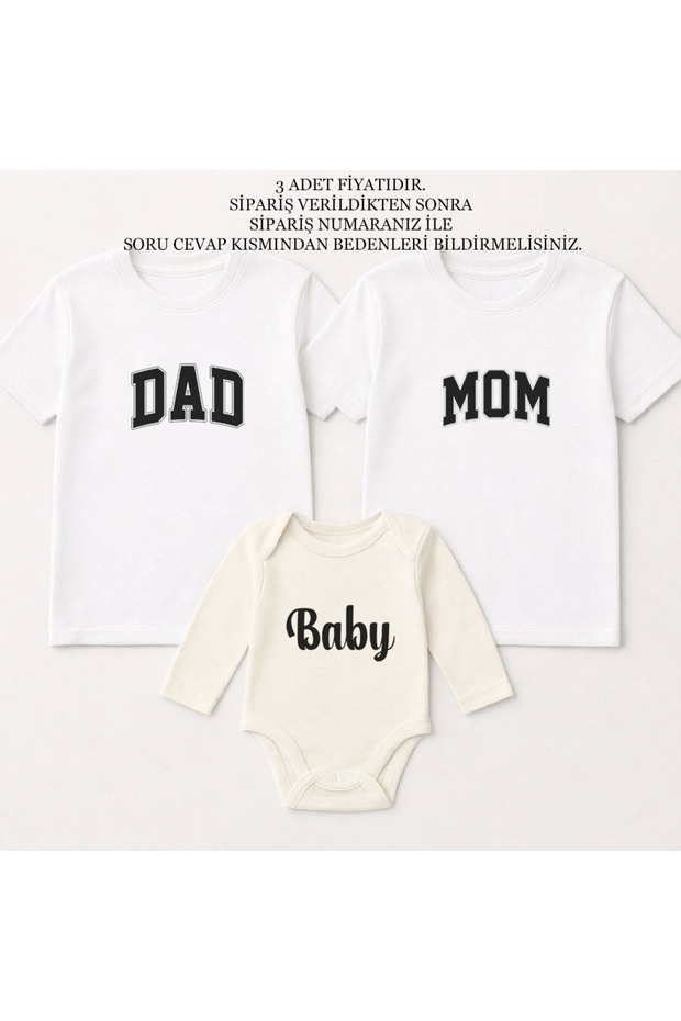 Mom Dad Baby Printed Gender Reveal Party Mother Father Infant Family T-Shirt Bodysuit Combination