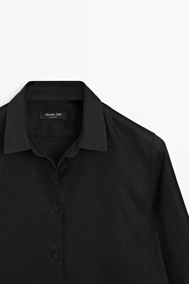 Dökümlü keten gömlek - 5