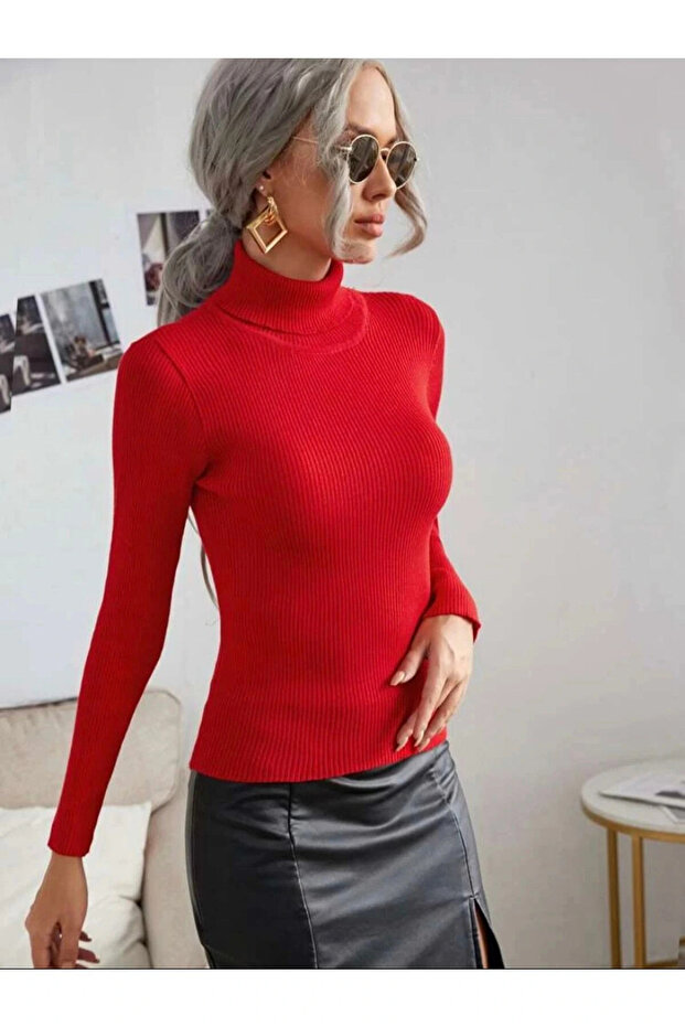 Unisex Cotton Fabric Turtleneck Camisole Raster Slimfit Turtleneck Sweater