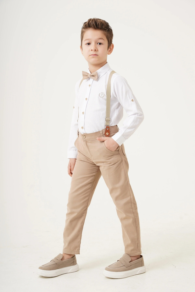 Boy/Shirt/Pants Set with Suspenders and Bow Tie
