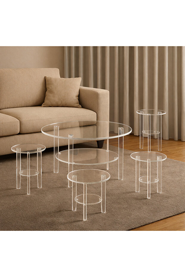 طقم طاولات أكريليك شفاف - 4