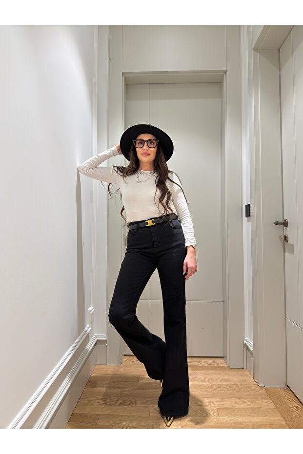 Marka Model İspanyol Jean- SİYAH - 5