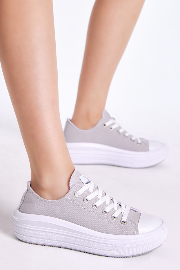 Women's Gray Comfortable Thick Soled Sports Shoes