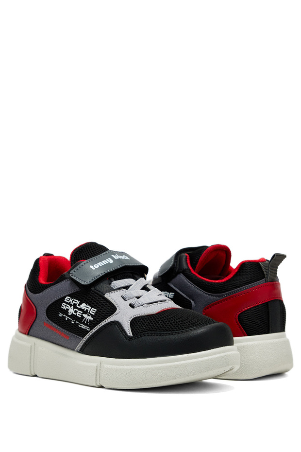 Children's Unisex Black Red Comfortable Fit Velcro Shoes