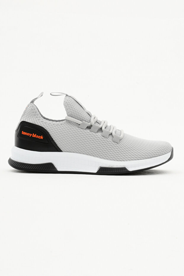Unisex smoke grey breathable fabric lace-up sneakers with polyurethane sole