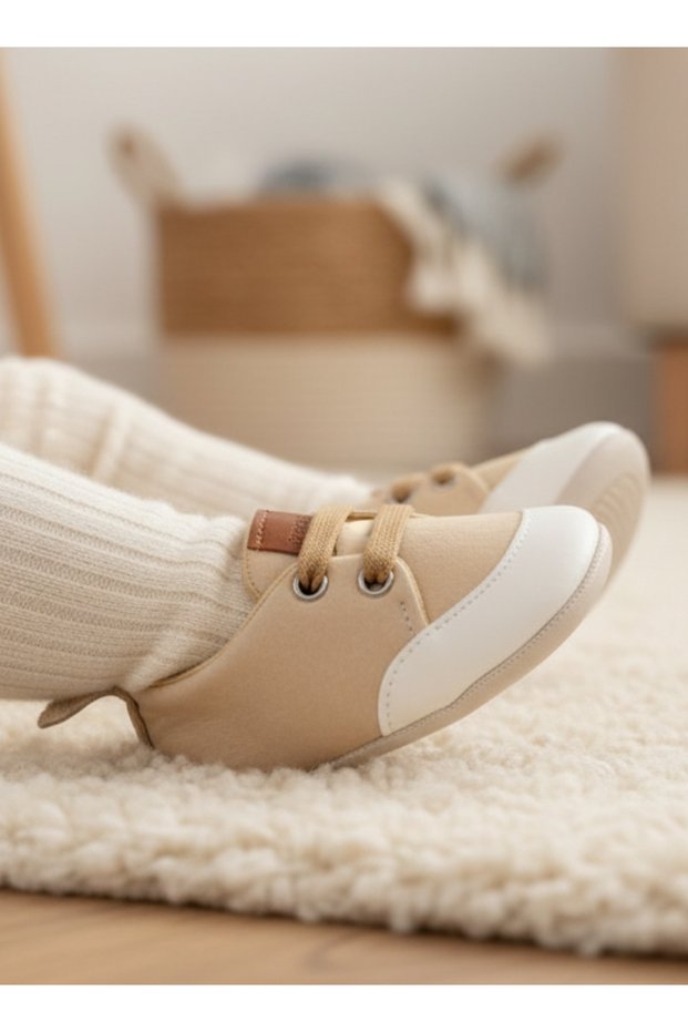 Genuine Leather Baby Shoes, First Step Shoes, Baby Booties, Short Ankle and Lace-Up