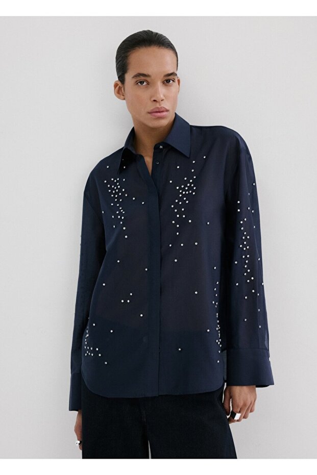 Lyocell strass taşlı gömlek - 1