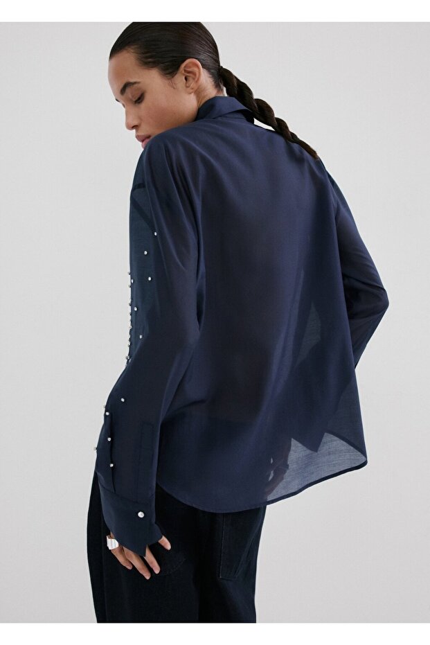 Lyocell strass taşlı gömlek - 4