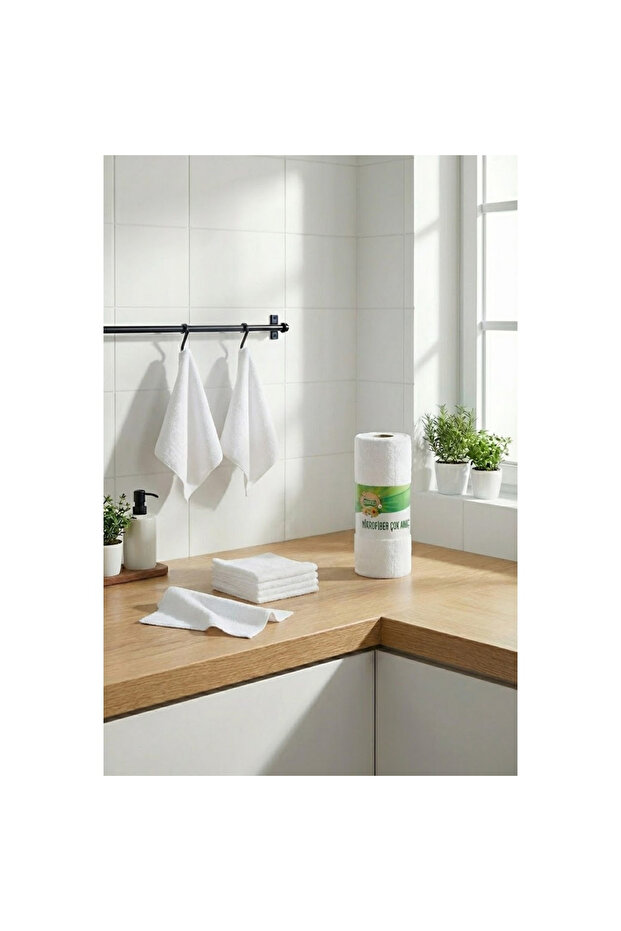 25 Pieces Microfiber Stain-Free General Cleaning Cloth - Odorless Tear-Off Use Cloth 25 X 25 cm'White'
