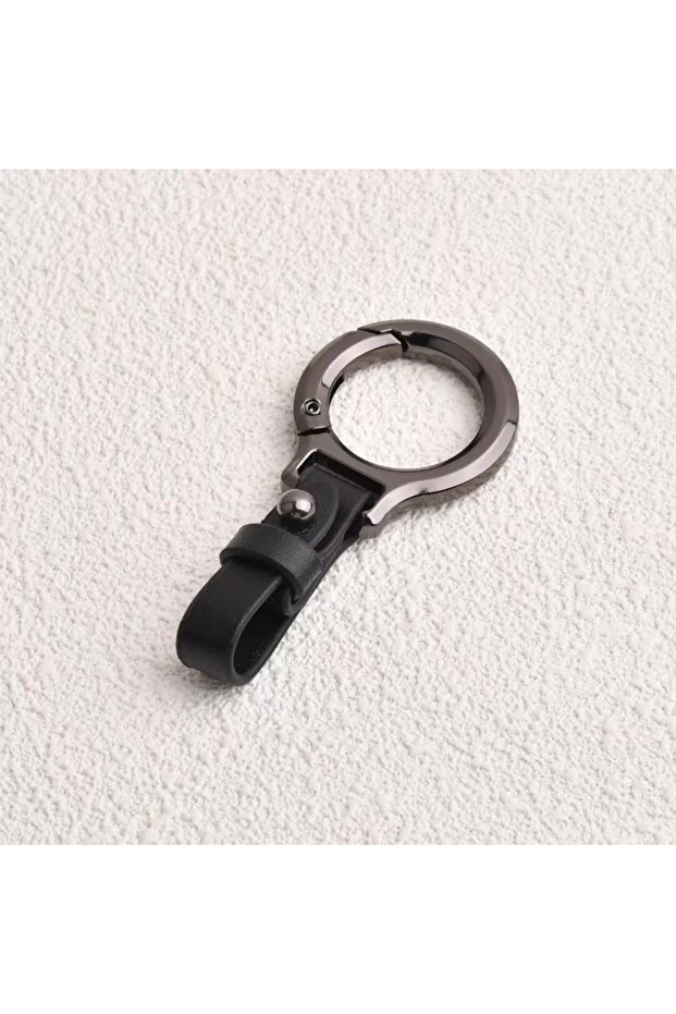 black Leather Car Keychain Pendant Key Ring Chain Hanging Men Women Gift Universal Durable Metal Rin