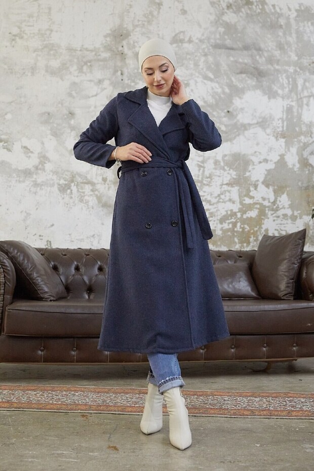 4-кнопковий капюшон синього кольору - 1