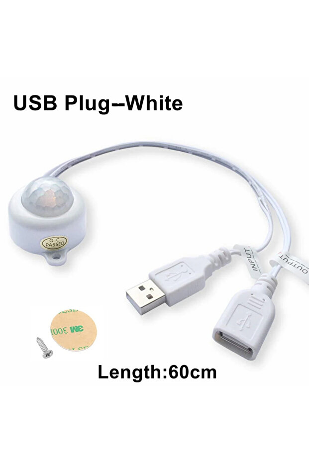 USB-PIR-White USB/DC Plug Adjustable PIR Infrared Human Motion Sensor Switch DC5V 12V 24V Smart Swit