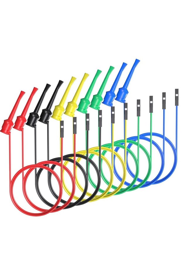 Female to Hook Wire 10pcs Test Hook Clips to Breadboard Male Female Jumper Wires Soft Flexible Silic