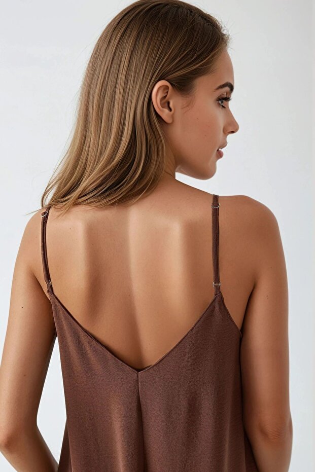 V -Yaka A-Form Maxi Elbise - 5