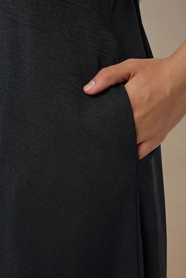 V -Yaka A-Form Maxi Elbise - 5