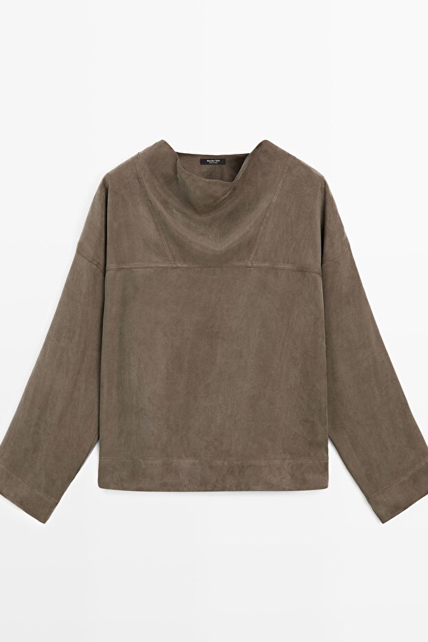 Drapeli detaylı dökümlü gömlek - 5