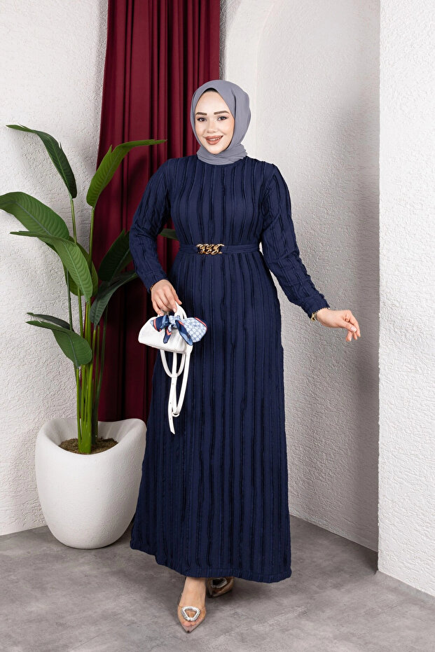 فستان حجاب بحزام سلسلة ذهبية