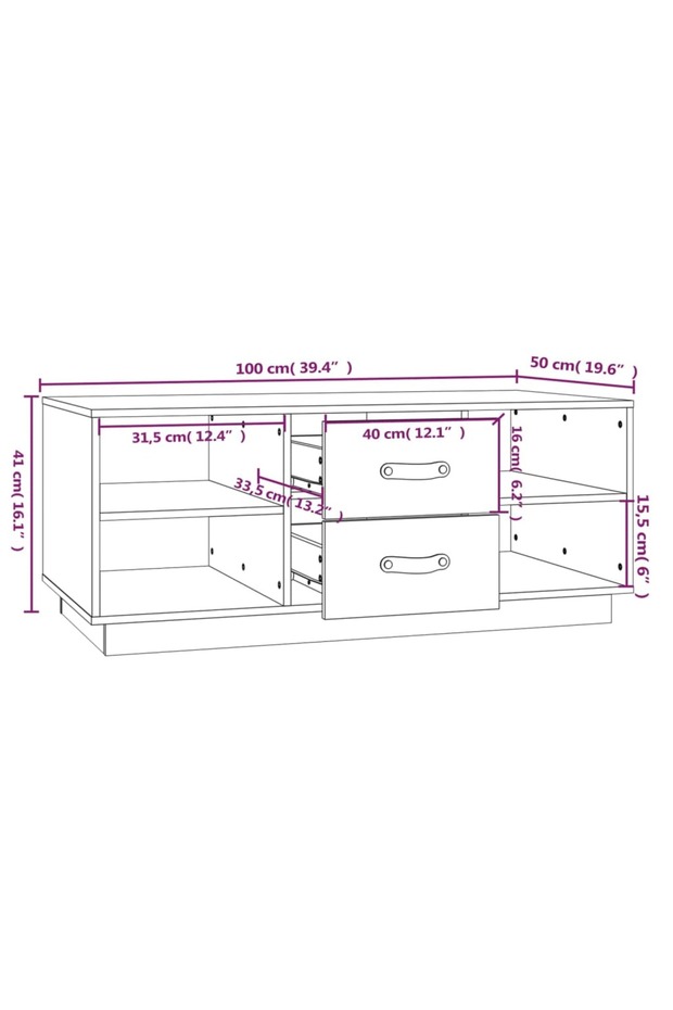 Coffee table, 100x50x41 cm, solid pine wood - 8