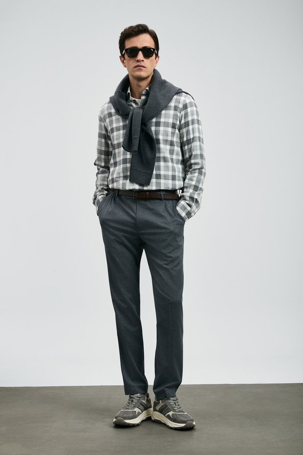 Quel Erkek Basic Gömlek Regular Fit Gri - 3