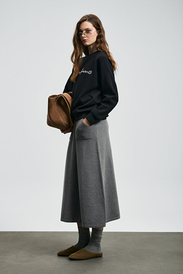 Ander Kadın Örme Sweatshırt Siyah - 5