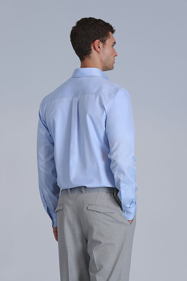 Jakob Erkek Basic Gömlek Slim Fit Mavi - 6