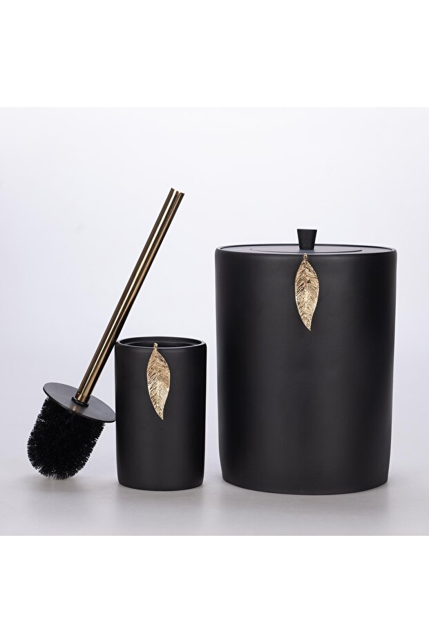 Leaf Banyo Seti Siyah altın - 4