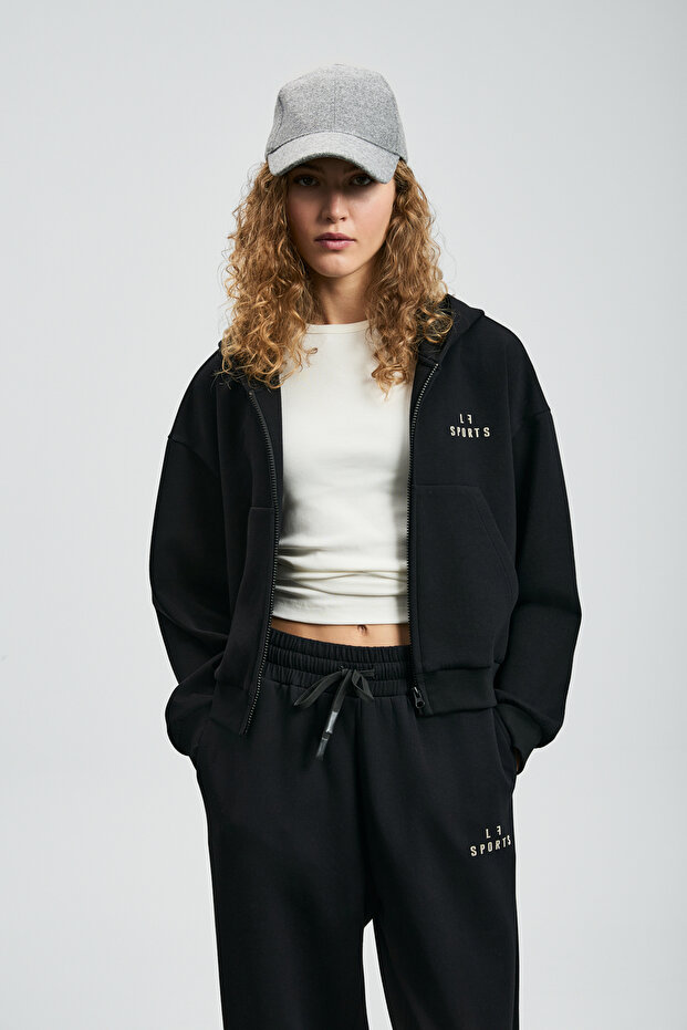 Cara Kadın Örme Sweatshırt Siyah - 1