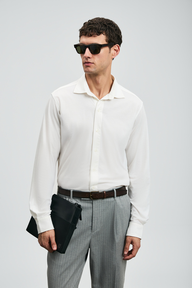 Carl Erkek Basic Gömlek Regular Fit Beyaz - 4