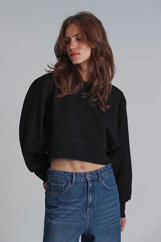 Olıvıa Kadın Örme Sweatshırt Siyah - 3