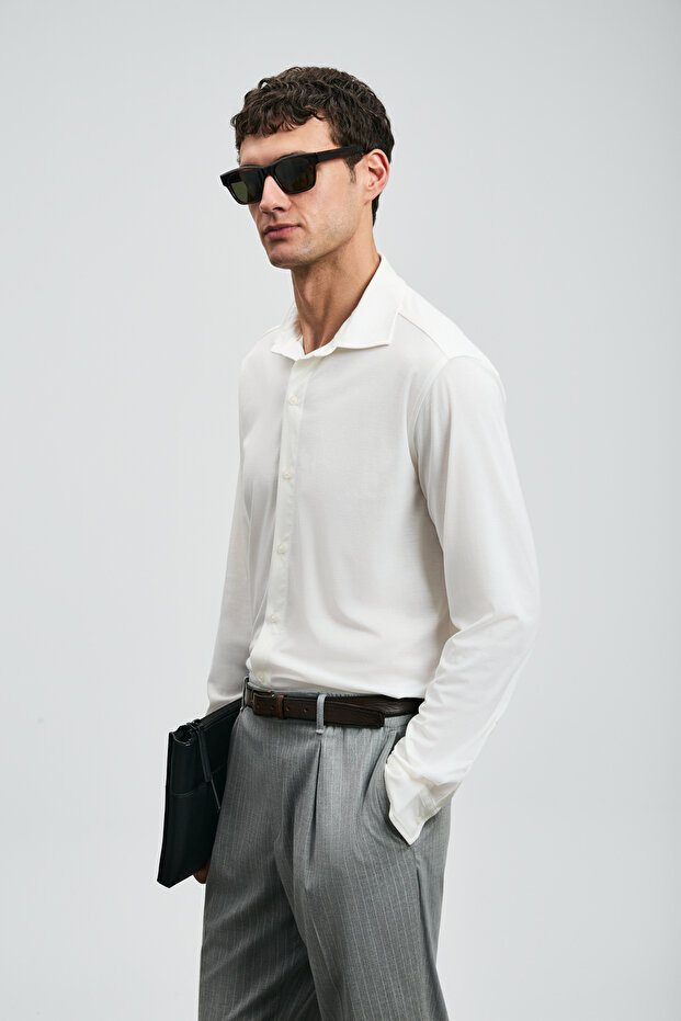 Carl Erkek Basic Gömlek Regular Fit Beyaz - 3