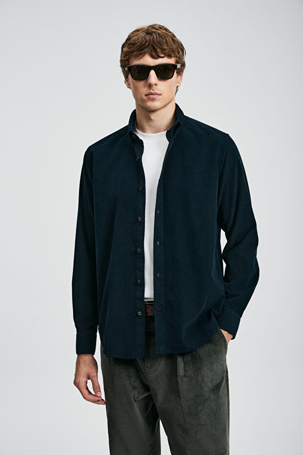 Drew Erkek Basic Gömlek Regular Fit Lacivert - 5