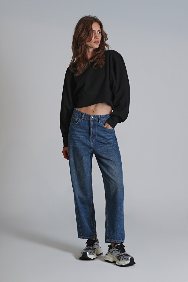 Olıvıa Kadın Örme Sweatshırt Siyah - 2