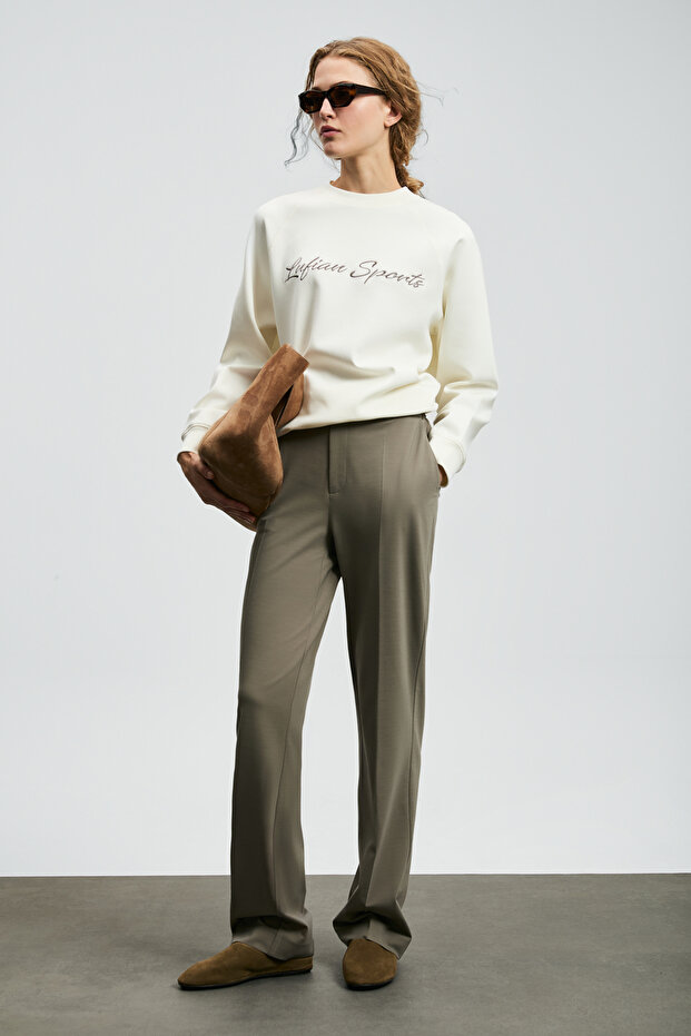 Ander Kadın Örme Sweatshırt Kırık Beyaz - 3